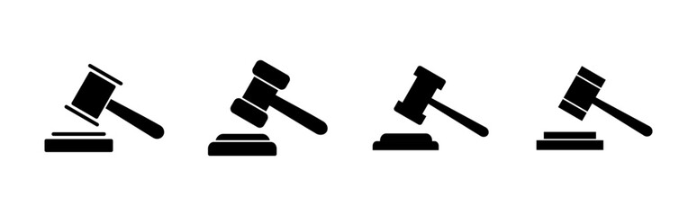 Gavel icon set. judge gavel icon vector. law icon vector. auction hammer