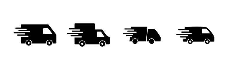 Fast shipping delivery truck icon set. Delivery truck icon. fast delivery icon