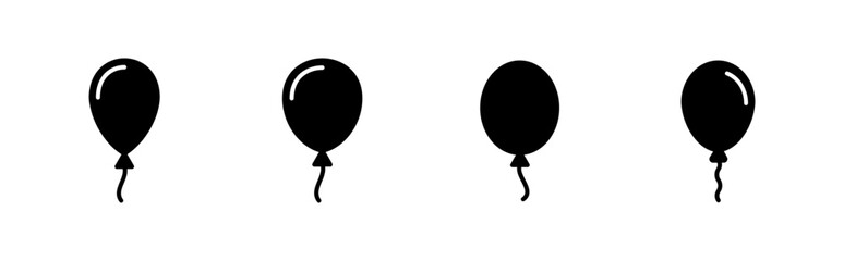 Balloon icon set. party balloon icon decoration birthday vector. Balloon black silhouette icon