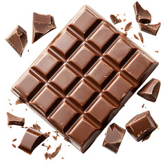 Delicious chocolate bar with pieces sweet dessert cocoa treat food isolated on transparent background, png 
