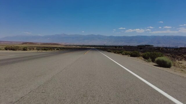 Eastern Sierra Bishop Highway 168 Eastbound 04 Driving Plate Sierra Nevada Mts California USA
