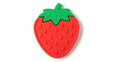 Isolated strawberry fruit red and green color fresh sweet healthy food summer dessert object on white 100