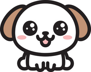 Fototapeta premium Cute Kawaii Cartoon Dog with Big Eyes and Cheeky Smile