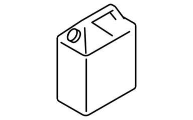 Simple and cute isometric line icon of engine oil in a plastic bottle for car maintenance illustration, black and white