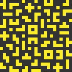 Yellow block line memphis seamless pattern in black background