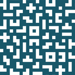 White block line memphis seamless pattern in blue background