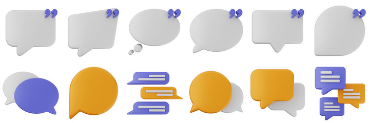 3d chat speech talk speech conversation message discussion bubble icon set bundle illustration
