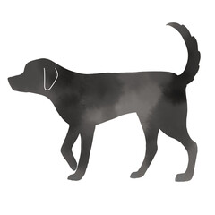 Watercolor style walking dog silhouette background material