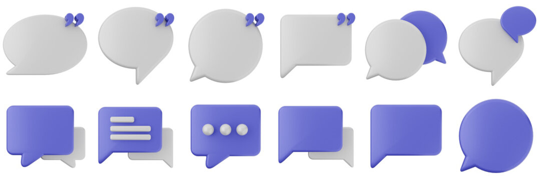 3d chat speech talk speech conversation message discussion bubble icon set bundle illustration