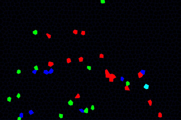 "A dynamic abstract background with vibrant red, yellow, and green brush strokes blending seamlessly on a matte black base."

