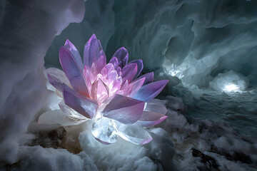 Crystal flower in an ice cave.