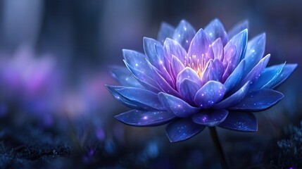 Glowing lotus flower in mystical forest