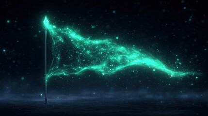 Glowing teal flag on dark background