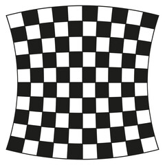 Fototapeta premium Distorted checkerboard tile. Warped black squares. Abstract vector pattern. Optical illusion form.