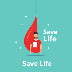 Donate Blood, Save a Life:  Flat Design Illustration
