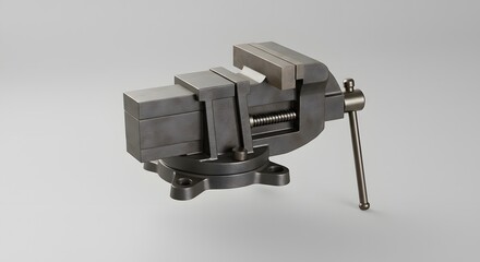 3D Render of a Metal Vise, Industrial Tool, Workshop Equipment