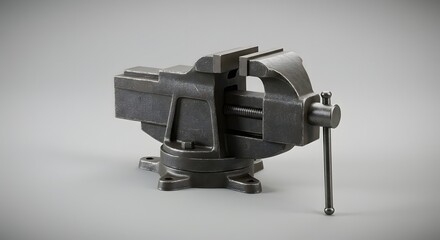 3D Render of a Sturdy Metal Vise, Industrial Tool