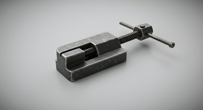 Fototapeta 3D Render of a Vintage Metal Clamp, Industrial Tool, Mechanical Device