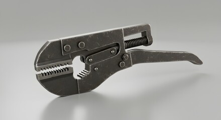 3D Render of a Vintage Pipe Wrench, Industrial Tool, Metal Grip Pliers