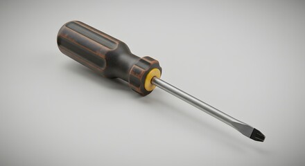 3D Render of a Vintage-Style Screwdriver with Dark Brown Handle