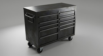 Black Metal Rolling Tool Cabinet with Multiple Drawers