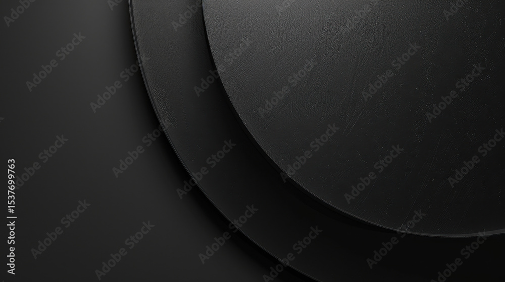 Poster smooth black surface with layered circular shapes creating modern and minimalist aesthetic. subtle t