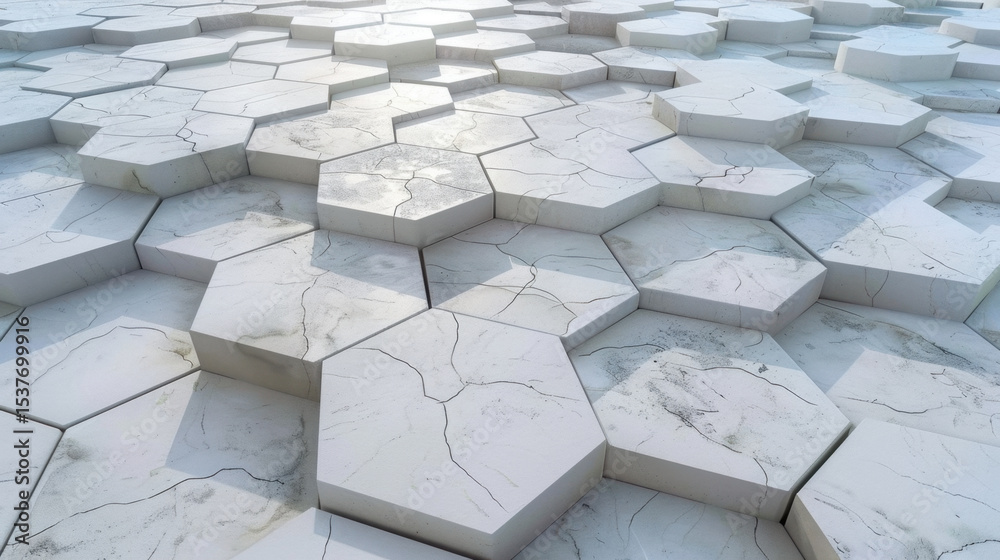 Poster clean white hexagon pattern forming seamless abstract design, showcasing modern and minimalist aesth