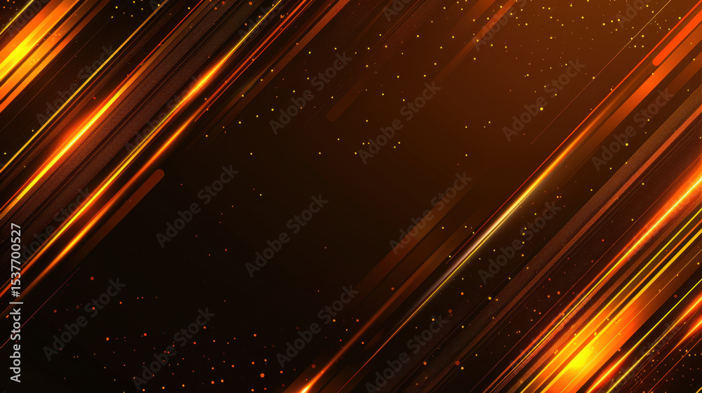 Poster dynamic abstract background featuring glowing lines in warm orange and gold tones, creating sense of