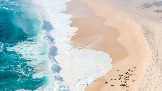 Ocean Meets Sandy Beach A Coastal Landscape Beauty Shot