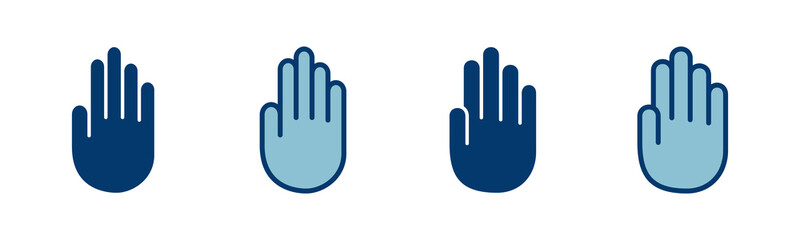 Hand icon vector isolated on white background. Hand gesture. hand stop