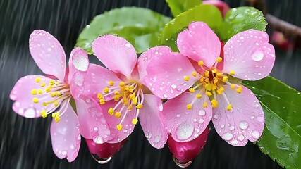 Pink Flowers with Water Droplets Close Up - Powered by Adobe