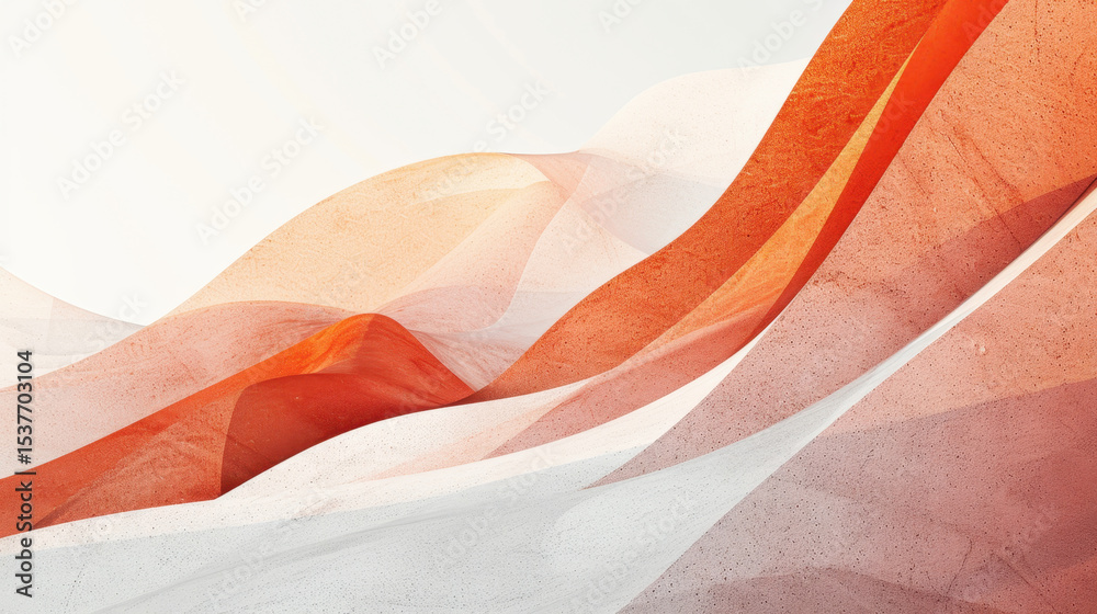 Poster abstract waves in soft shades of red and white create serene and dynamic composition, showcasing irr