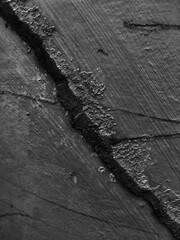 Wall crack texture. Use as a background or wallpaper. Black and white, so contrast and grainy