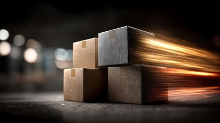 Fast Delivery  Cardboard Boxes  Shipping  Logistics  Motion Blur
