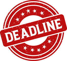 Deadline red stamp, Round vintage rubber stamp