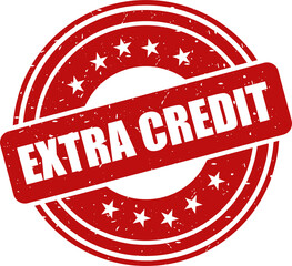 Extra credit red stamp, Round vintage rubber stamp