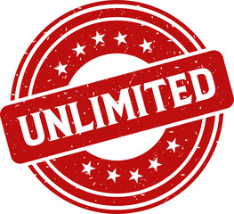 Unlimited red stamp, Round vintage rubber stamp