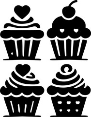 cupcake silhouette icon set vector