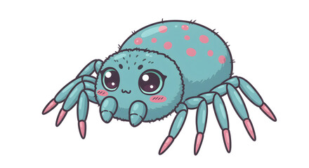 Adorable Cartoon Spider Illustration Featuring Big Eyes and Polka Dots Design