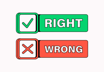 Vector illustration of two buttons labeled 