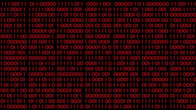 Vibrant red code represents digital networks and cyber themes