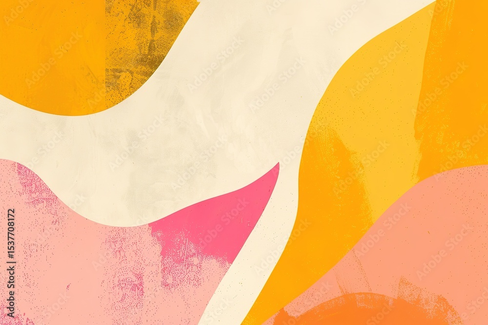 Poster abstract art: curving forms in soft colors create a playful and visually appealing design