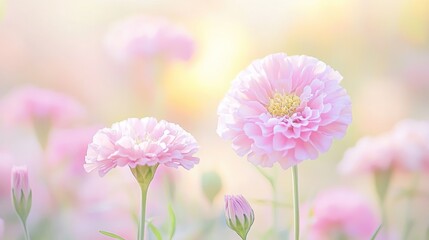 Delicate pink flowers in soft focus.