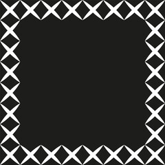 Ornament square frame. Vector decorative border. Black pattern symbol. Abstract shape outline.