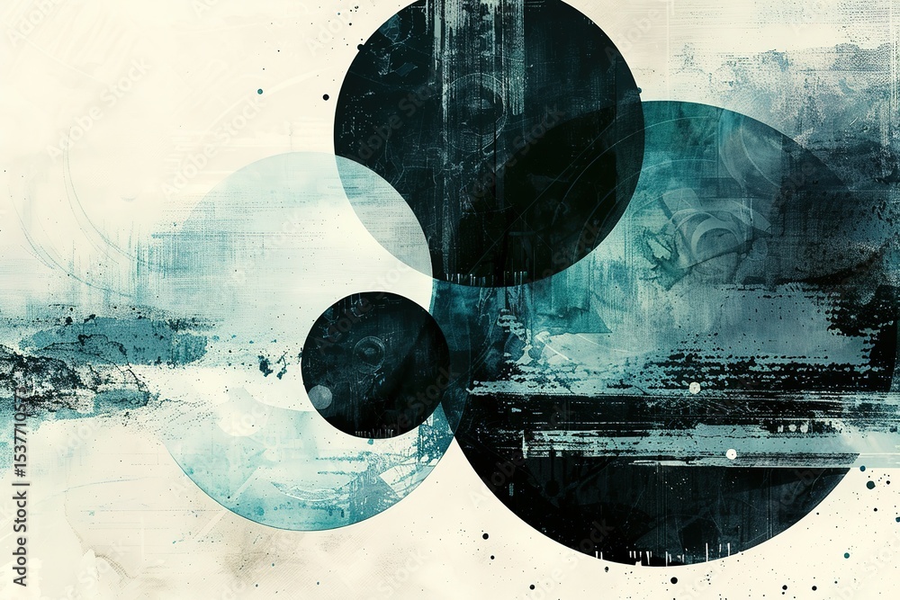 Poster circular abstract: overlapping circles create depth and texture in a unique artwork