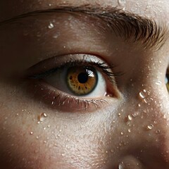 Fototapeta premium eye, macro, face, beauty, eyes, pupil, look, iris, eyelash, eyeball, eyebrow, close-up, eyelashes, closeup, woman, vision, view, skin, makeup, blue, looking, people, mascara, green, close