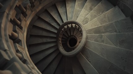 Majestic Spiral Stone Staircase in Timeless Architectural Design