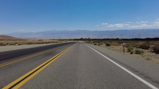 Eastern Sierra Bishop Highway 168 Eastbound 05 Driving Plate Sierra Nevada Mts California USA