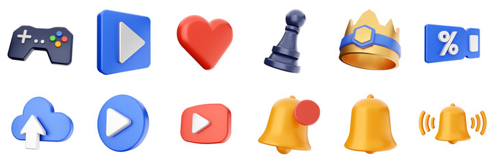 3d user interface icon set bundle illustration