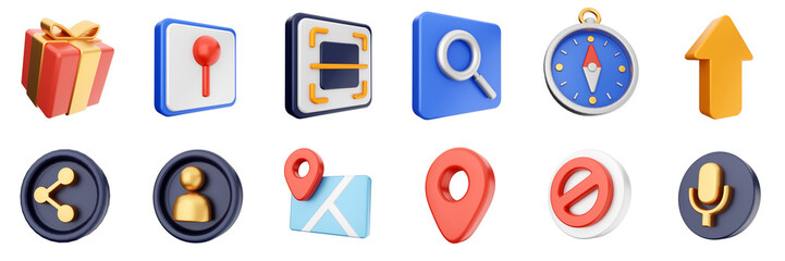 3d user interface icon set bundle illustration